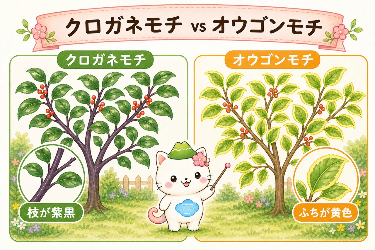 クロガネモチ vs オウゴンモチ