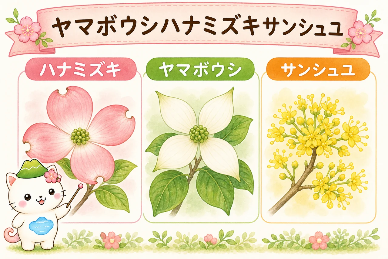 ヤマボウシ vs ハナミズキ vs サンシュユ